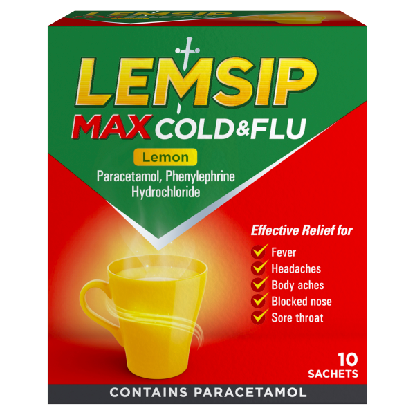 Lemsip Max Cold & Flu Lemon 10 Sachets Lemsip Max Cold & Flu Lemon 10 Sachets